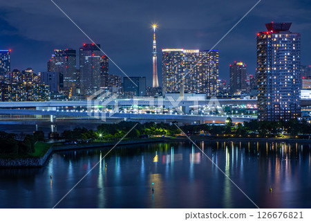 Skytree night view from Odaiba 126676821
