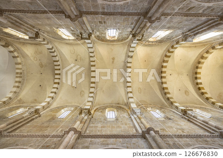 Groin Vaults and Windows illuminating the Basilique Sainte Marie Madeleine in Vezelay, France 126676830