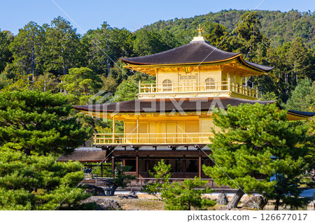 晴朗的日子裡的京都金閣寺 126677017