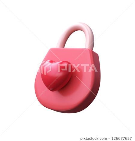 3D pink glossy castle with a heart. Wedding or Valentine's Day symbol 126677637