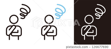 Pictograms of negative emotions. Icons of people who are worried, confused, or in trouble. 126677690