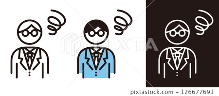 Pictograms of negative emotions. Icons of people who are worried, confused, or in trouble. 126677691