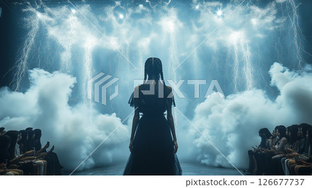 走在時裝秀上的黑人女模特兒 126677737