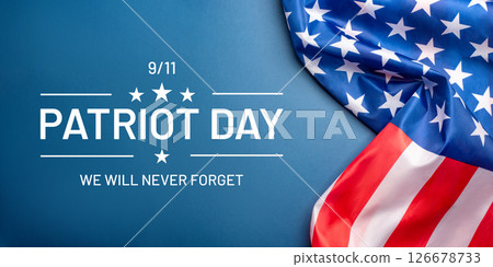 Blue background with American flag. 126678733