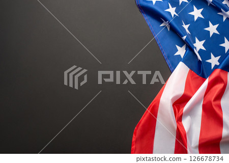 Black background with American flag. 126678734