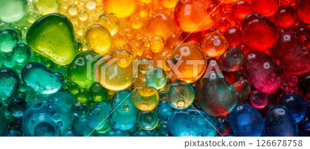 Colorful abstract pattern with bright vibrant bubbles in green red yellow blue gradient creating artistic vivid composition with fluid shapes and texture Colorful abstract pattern with bright vibrant bubbles in green red yellow blue gradient creating artistic vivid composition with fluid shapes and texture 126678758