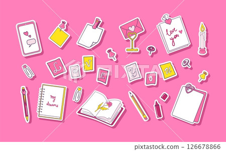Secret love note themed diary stickers 126678866