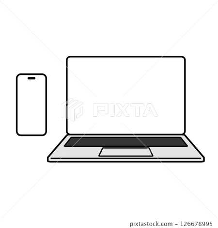 Front facing laptop and smartphone vector illustration Front facing laptop and smartphone vector illustration 126678995