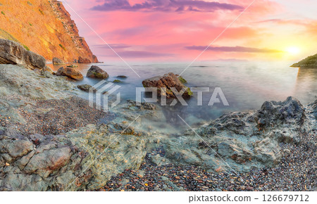 Amazing seascape during sunset. 126679712