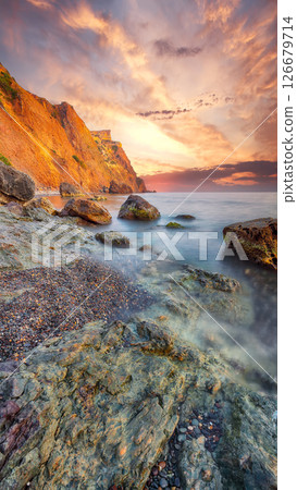 Amazing seascape during sunset. 126679714