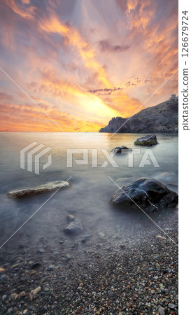 Amazing seascape during sunset. Amazing seascape during sunset. 126679724