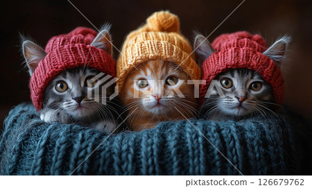 三隻可愛的貓 126679762