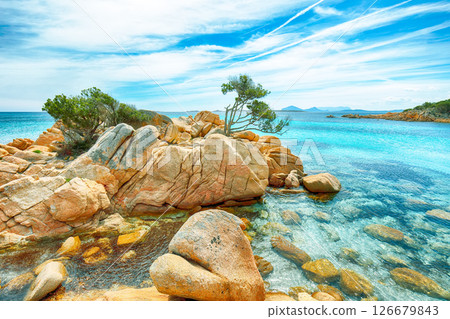 Unbelivable view of Capriccioli beach in Costa Smeralda. 126679843