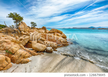 Unbelivable view of Capriccioli beach in Costa Smeralda. 126679845