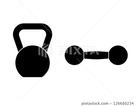 Kettlebell dumbbell icon Kettlebell dumbbell icon 126680234