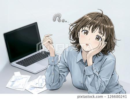 不知道該怎麼辦的女人的插畫素材 126680241