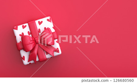 Red background with a gift for Valentine's Day or wedding, 3D rendering. empty space Red background with a gift for Valentine's Day or wedding, 3D rendering. empty space 126680560