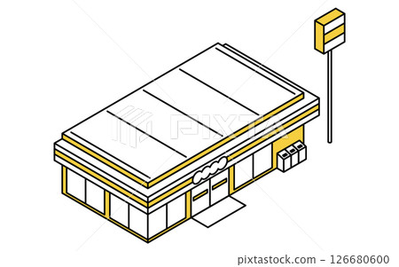 Convenience store, simple line art isometric illustration Convenience store, simple line art isometric illustration 126680600