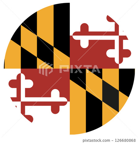 Icon flag of Maryland . Round Maryland flag. 126680868