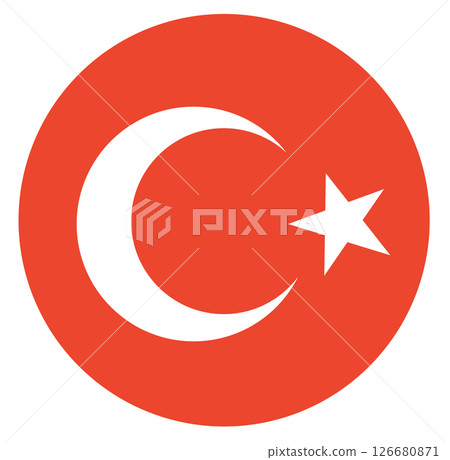 Flag of Turkey in circle. Flag icon. Circle shape icon flag. 126680871