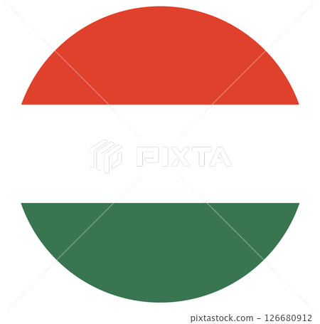 Flag of Hungary in circle. Hungary flag in shape. 126680912