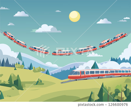 Scenery of a flying train 126680976