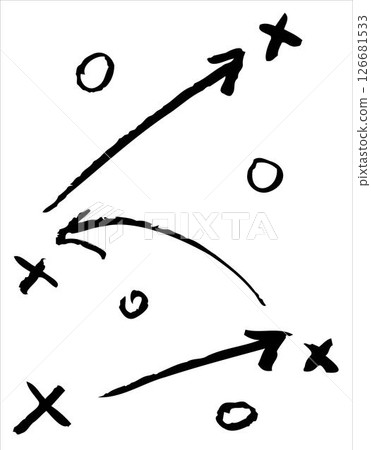 Sport tactic diagram with movement paths and player layout. Arrows showing game strategy. 126681533