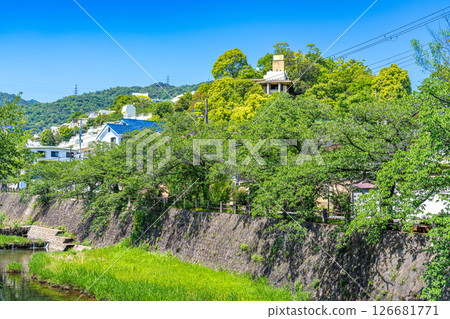 View of the east bank of the Ashiya River from Kaimori Bridge 1, Ashiya City, Hyogo Prefecture View of the east bank of the Ashiya River from Kaimori Bridge 1, Ashiya City, Hyogo Prefecture 126681771