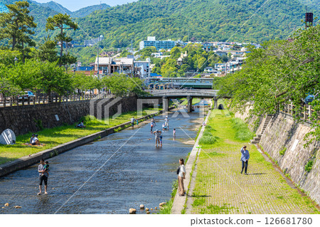 Ashiya River and cityscape seen from Taisho Bridge 1 Ashiya City, Hyogo Prefecture Ashiya River and cityscape seen from Taisho Bridge 1 Ashiya City, Hyogo Prefecture 126681780
