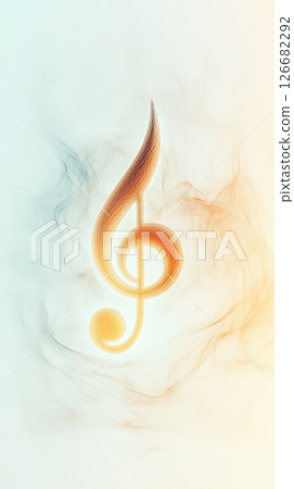 Vibrant treble clef appears, seemingly formed from swirling smoke, creating a visually captivating representation of music, sound, and artistic expression Vibrant treble clef appears, seemingly formed from swirling smoke, creating a visually captivating representation of music, sound, and artistic expression 126682292