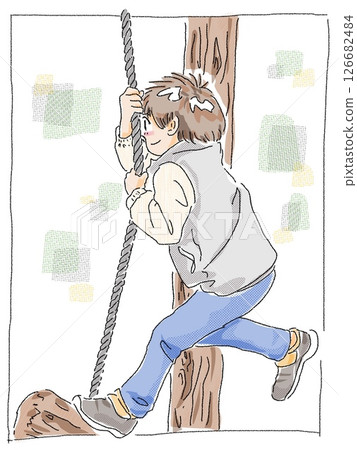 孩子們在運動器材上玩耍(彩色) 孩子們在運動器材上玩耍(彩色) 126682484