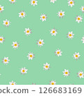 Seamless pattern white water lilies on green background. Lily floral bloom repetiting print, vector eps 10 126683169