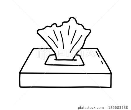 Tissue box hand drawn in doodle style. Vector line art illustration. 126683388