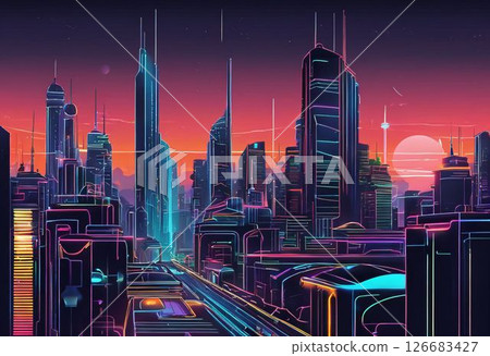 city night traffic in city 126683427