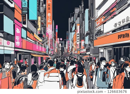 illustration of a lot of people 126683676