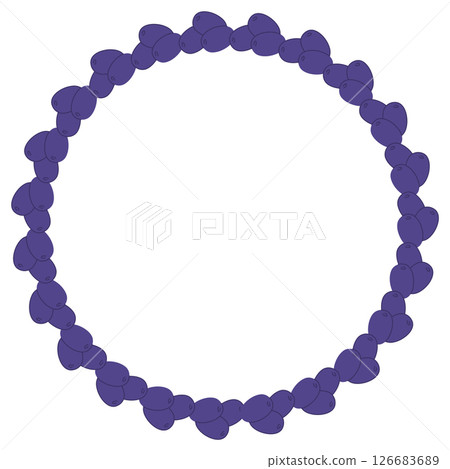 Minimalist Circular Wreath Made of Purple Berries in a Hand-Drawn Decorative Design. Minimalist Circular Wreath Made of Purple Berries in a Hand-Drawn Decorative Design. 126683689