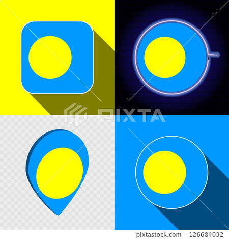 Set of modern icons with the national flag of Palau. 126684032