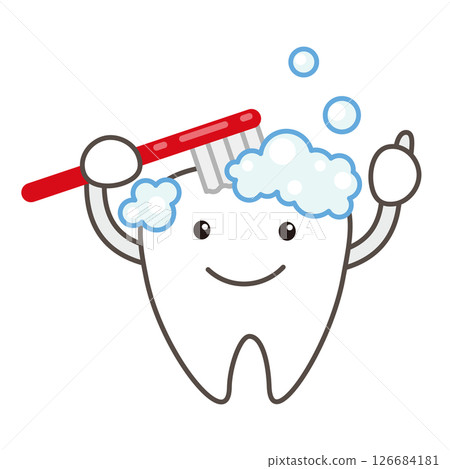 正在刷牙的牙齒角色 正在刷牙的牙齒角色 126684181