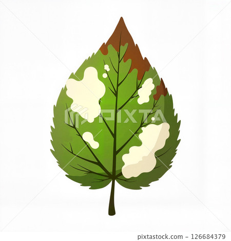 Moldy leaf illustration on white background, nature's decay 126684379