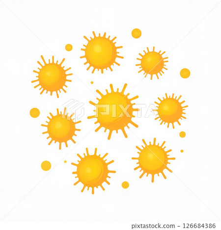 Stylized pollen grains on white background, microscopic beauty 126684386