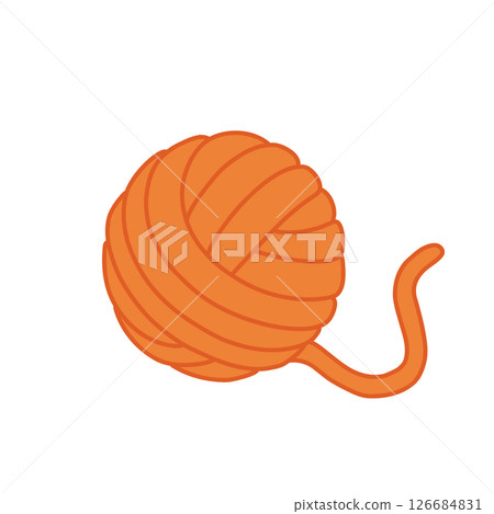 Cozy orange yarn ball vector illustration for knitting and crafting projects. Perfect for DIY, creativity, and handmade design themes. Ideal for pattern, textile, and hobby-related content. 126684831