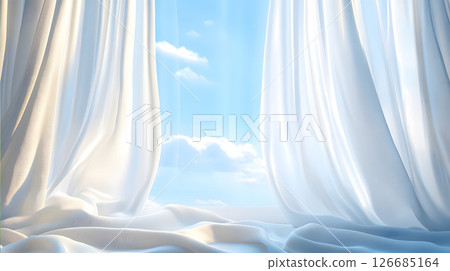 The blue sky behind the curtain 126685164
