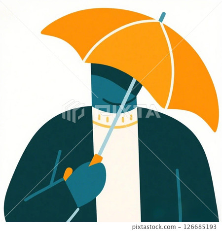 一個男人在雨天撐著傘 一個男人在雨天撐著傘 126685193
