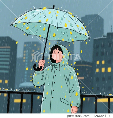 雨天撐傘的小學生 126685195