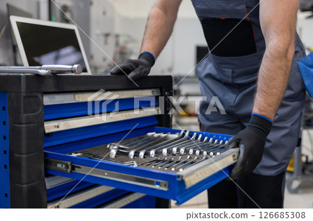 Toolbox containing repair gear Toolbox containing repair gear 126685308