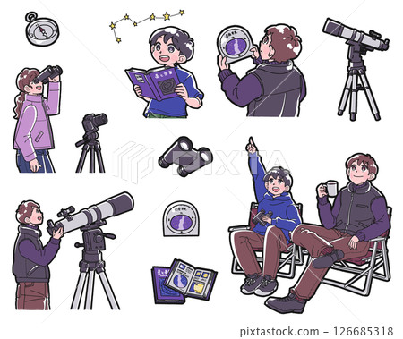 Astronomical observation illustration set 126685318