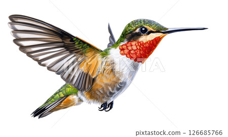Hummingbird  isolated on white background, PNG transparent. 126685766