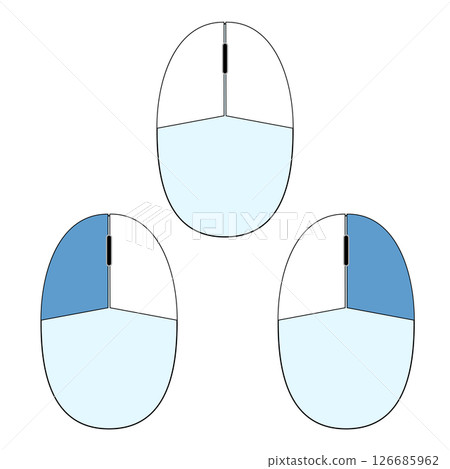 Simple mouse illustration material Blue light blue design Black and white lines Left and right click PNG transparent background 126685962