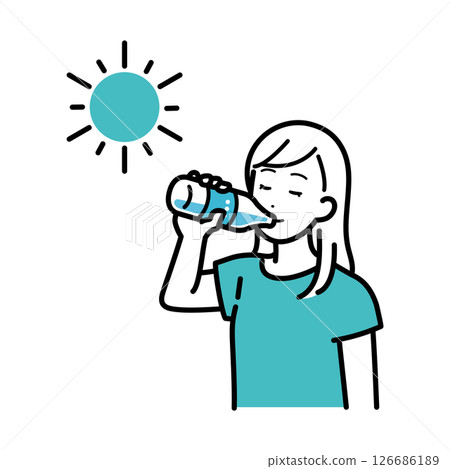 一位女士補水以防中暑的插圖 一位女士補水以防中暑的插圖 126686189