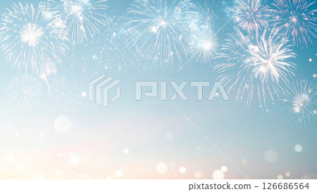 A background of fireworks and light in gentle colors 126686564